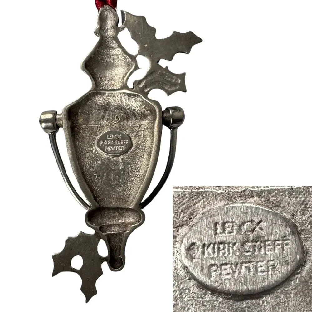 Lenox Kirk Stieff Pewter Bless This Home Doorknocker Christmas Ornament 2000 Vtg